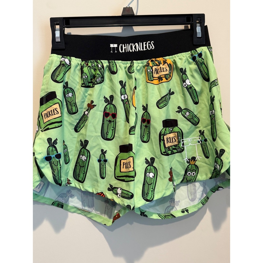 ChicknLegs Mens Pickle Print Running Shorts Green XS Athletic Gym Training